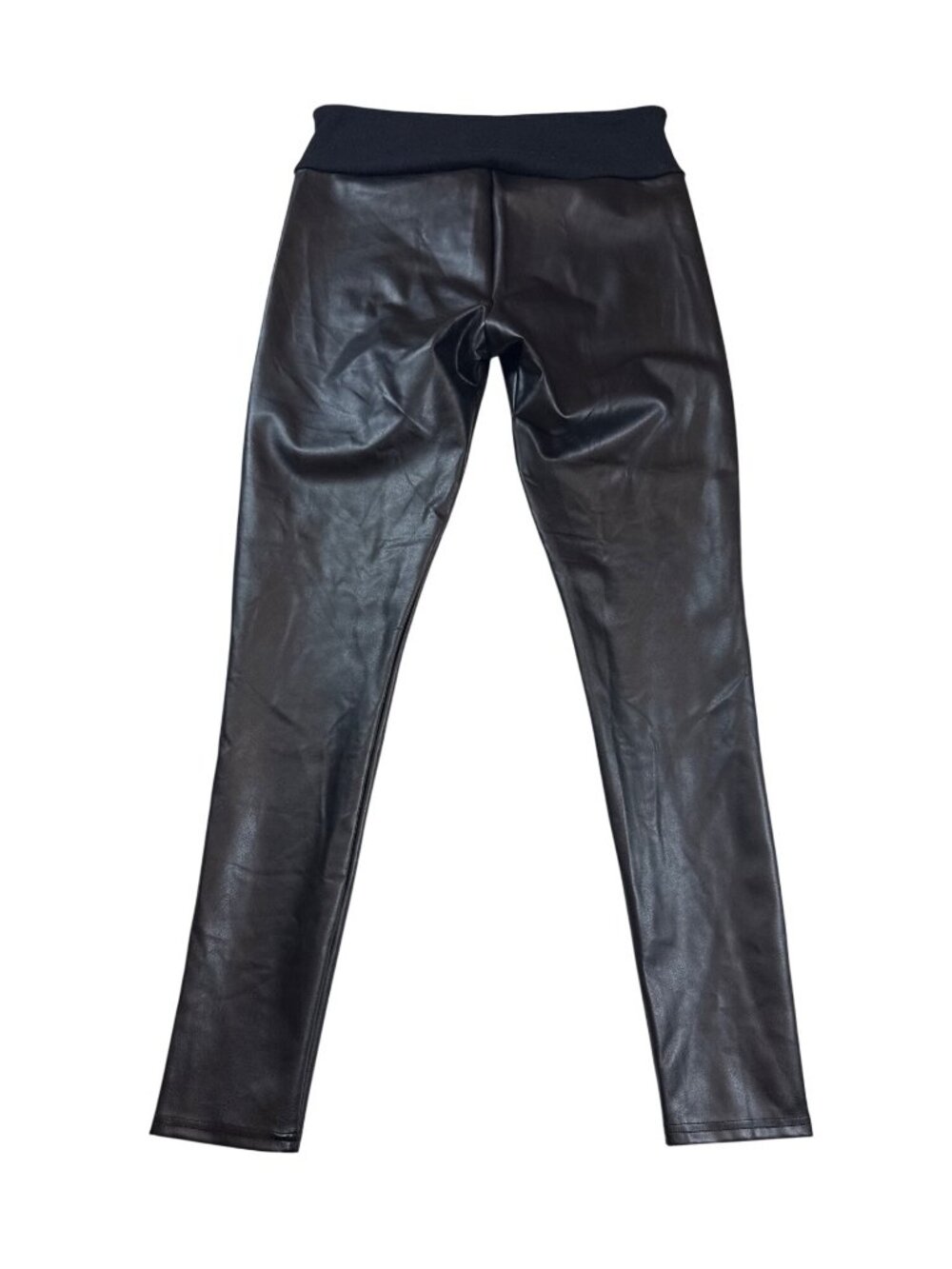 Assets By Spanx Women’s Faux Leather Leggings Black XL Stretch Waist (M678) - Picture 2 of 6